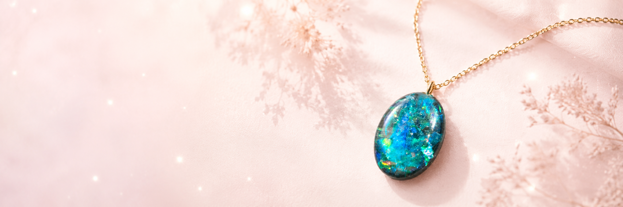 Handmade resin pendant necklaces in heart, moon, and floral shapes